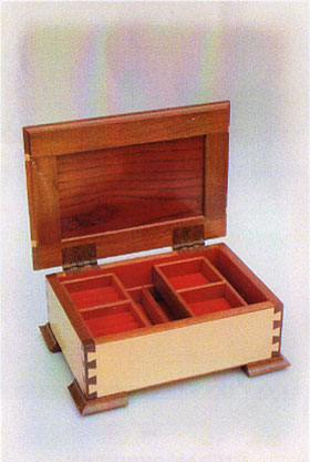 Cornerpost double dovetail box with lid open